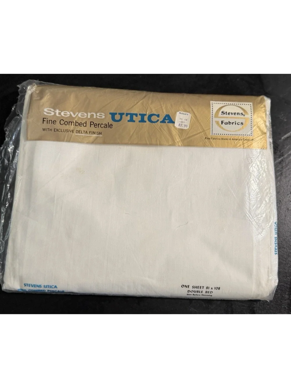 Vintage J P Stevens Utica Fine Combed Percale 81x108 Double Bed Sheet - White